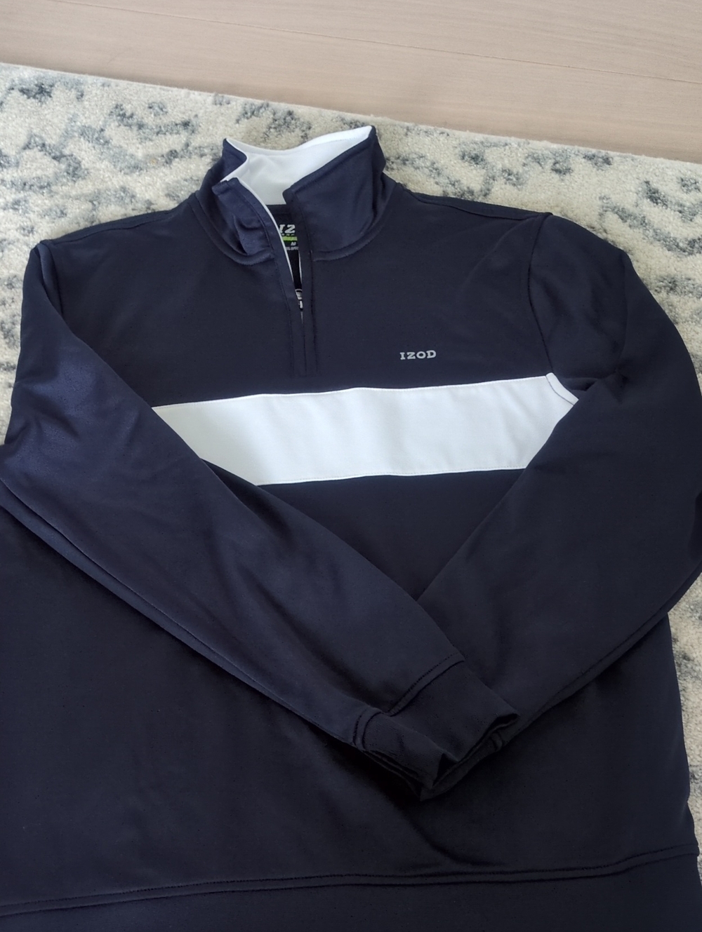 Izod Navy Quarter-Zip Pullover with White Chest Stripe